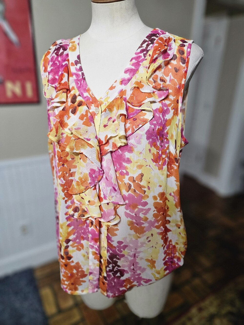 Eric Colorful Ruffle Top Large